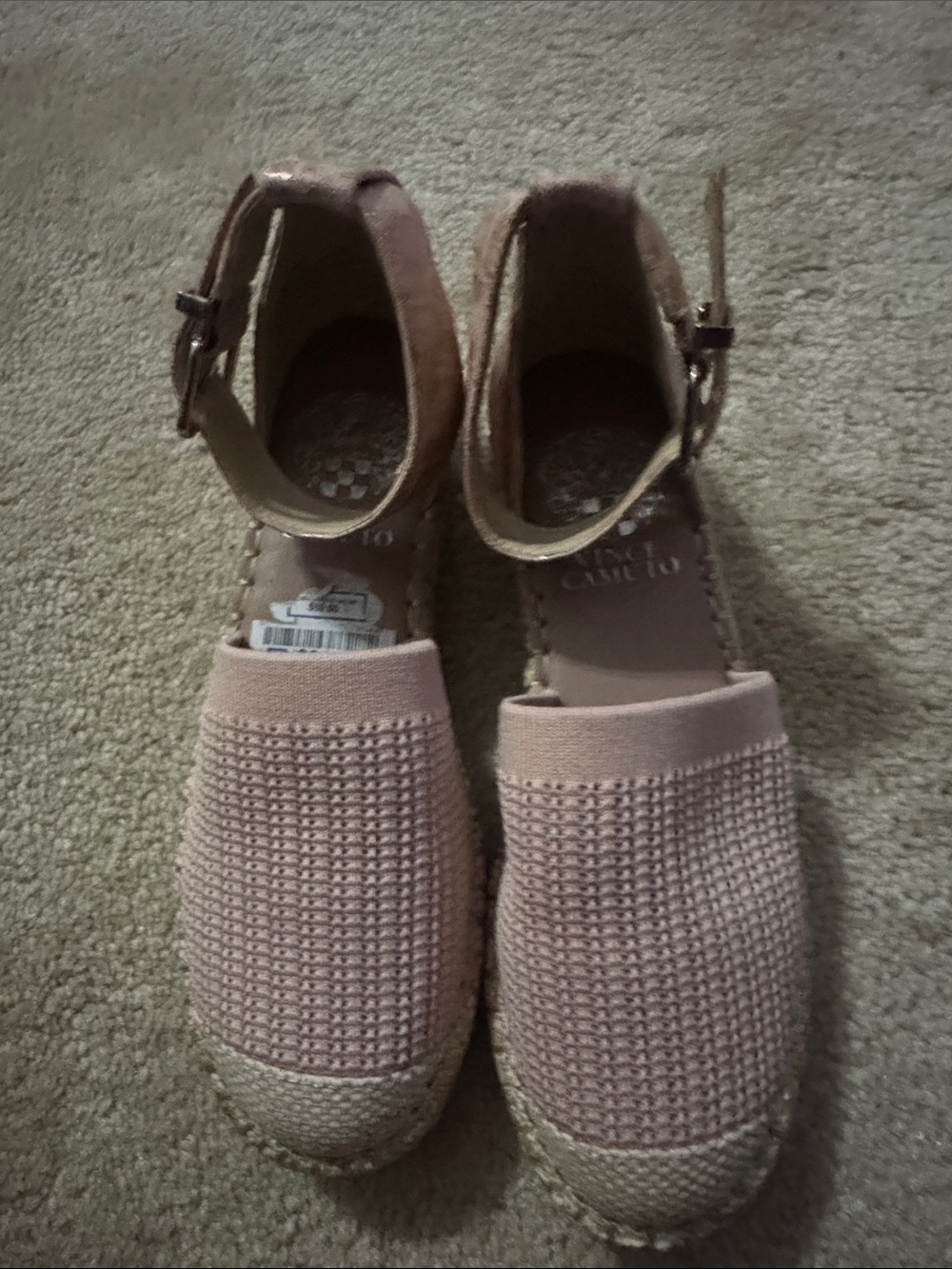 Vince Camaro Neutral Pink Espadrille Wedge Sandals with Ankle Strap